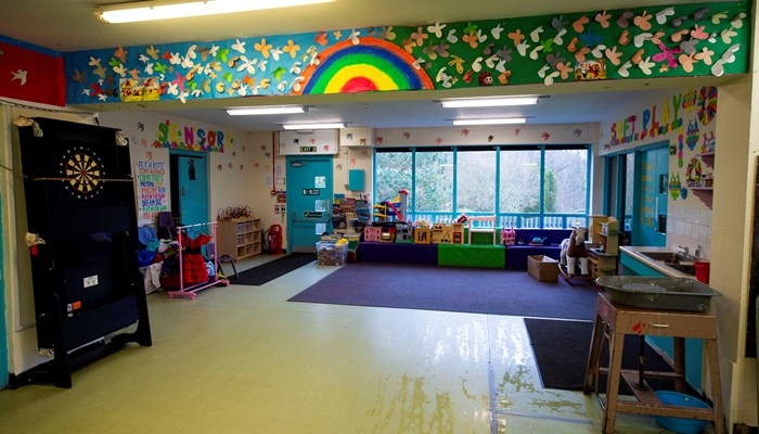 A brightly decorated children's play area.