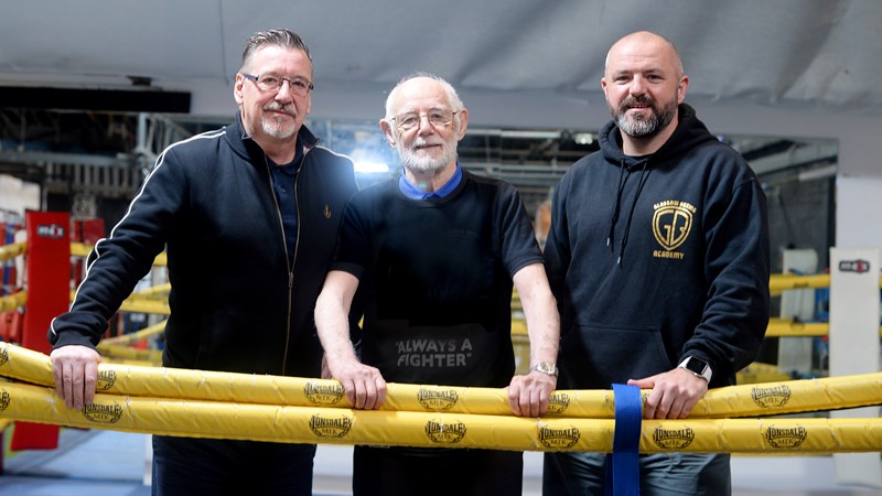 Photograph of Gary from Glasgow Boxing Academy and friends