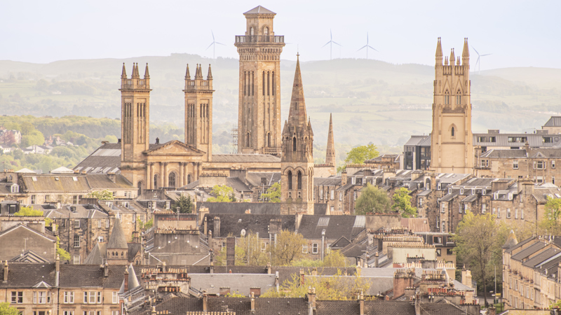 Skyline of sandstone buildings