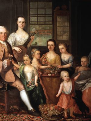 Glassford Family portrait painted in the Shawfield Mansion showing his third wife and children from his previous two marriages