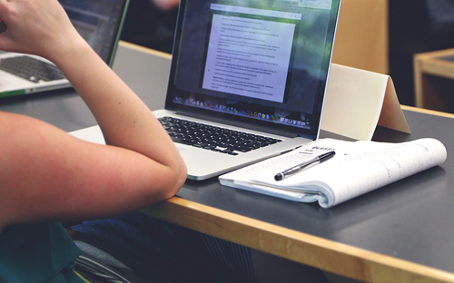 Person studying at the computer