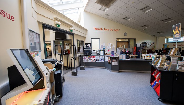 The reception area at Milton Library.