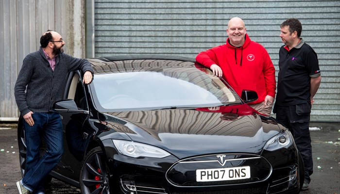 Chris Clarkson donating Tesla to Glasgow Museums