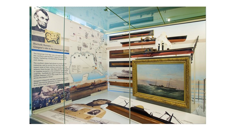image of a display about blockade runner ships