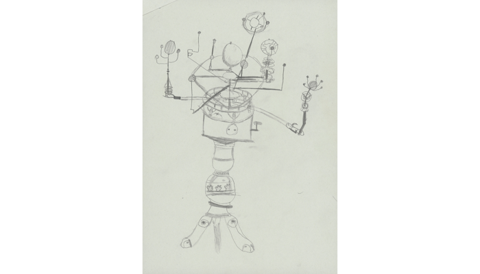drawing of an 3D model of solar system