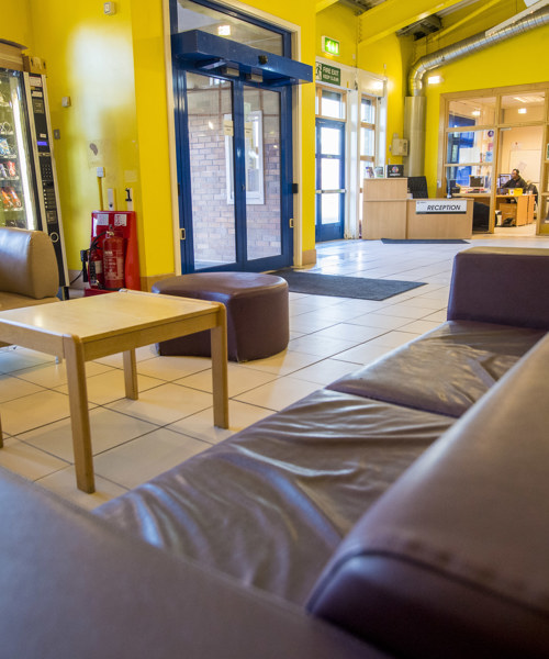 The reception area of a Glasgow Life community centre