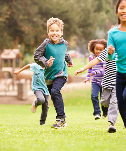 young children running