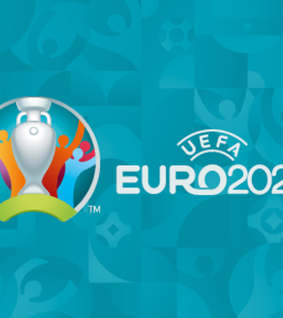 Euro 2020 logo on a blue background