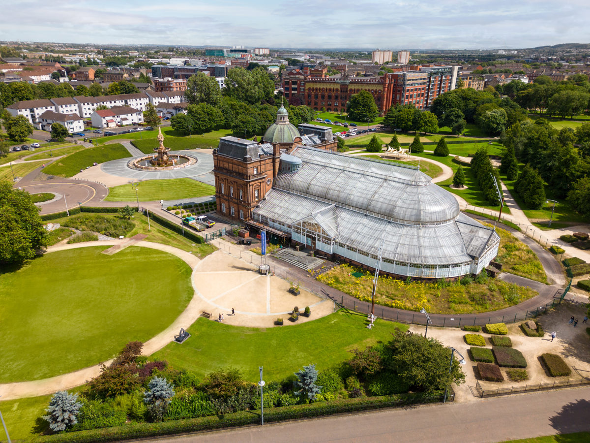 Dennistoun Glasgow: Rent, Restaurants, Transport and What It's Actually Like 3 Aerial view of the People's Palace and Winter Gardens on Glasgow Green, close to Dennistoun