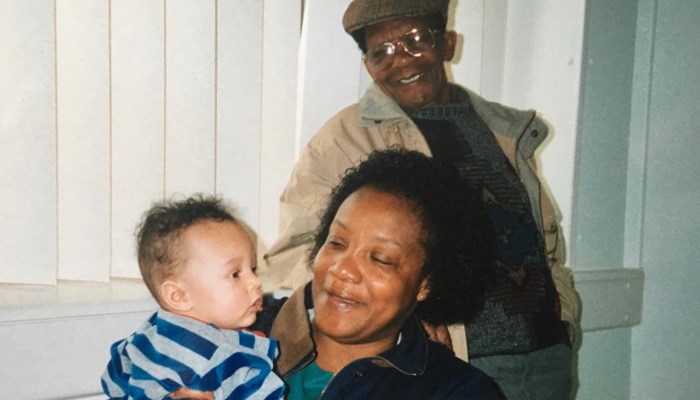 Miles Greenwood with his grandparents. 