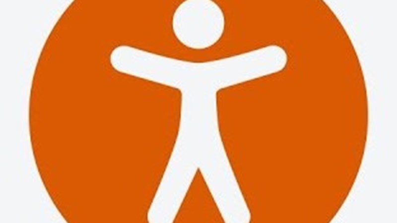 The Reachdeck symbol, showing a human figure on an an orange button