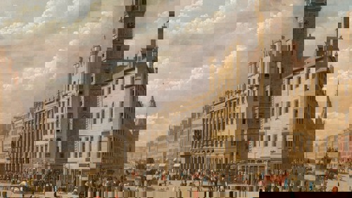 Image showing the painting Old Glasgow Cross, by John Knox, 1826. Oil on canvass, 1352 © CSG CIC Glasgow Museums Collection.