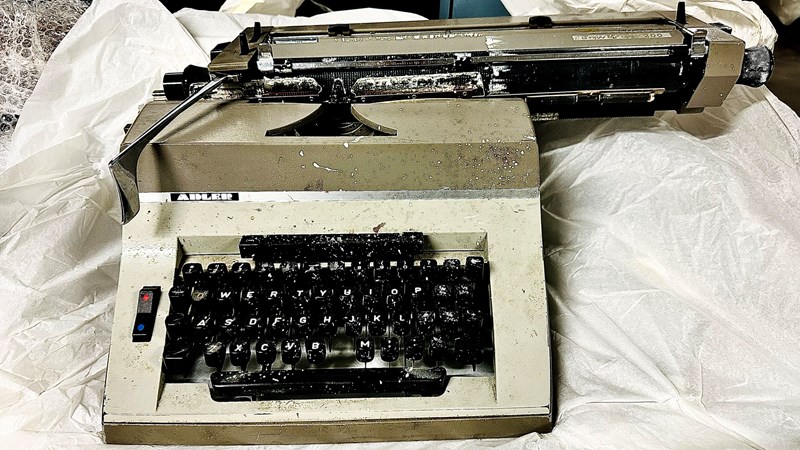 Photograph showing the typewriter, which was used baby writer Ian Pattison to write the scripts for Rab C Nesbitt