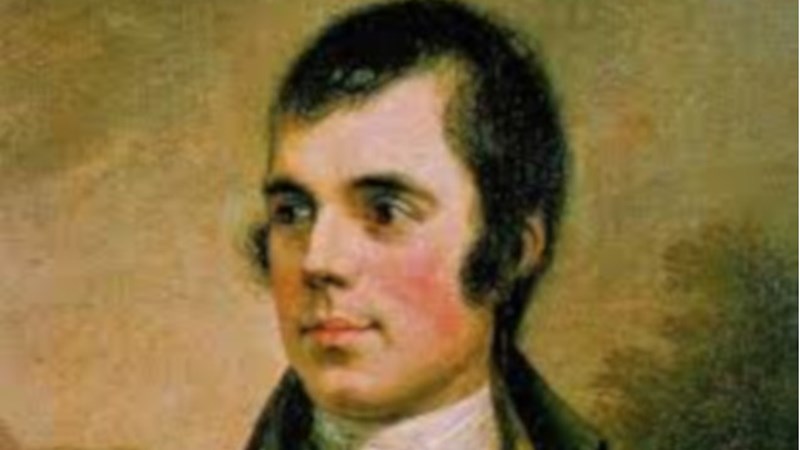 Painting showing the head of Scots poet Robert Burns