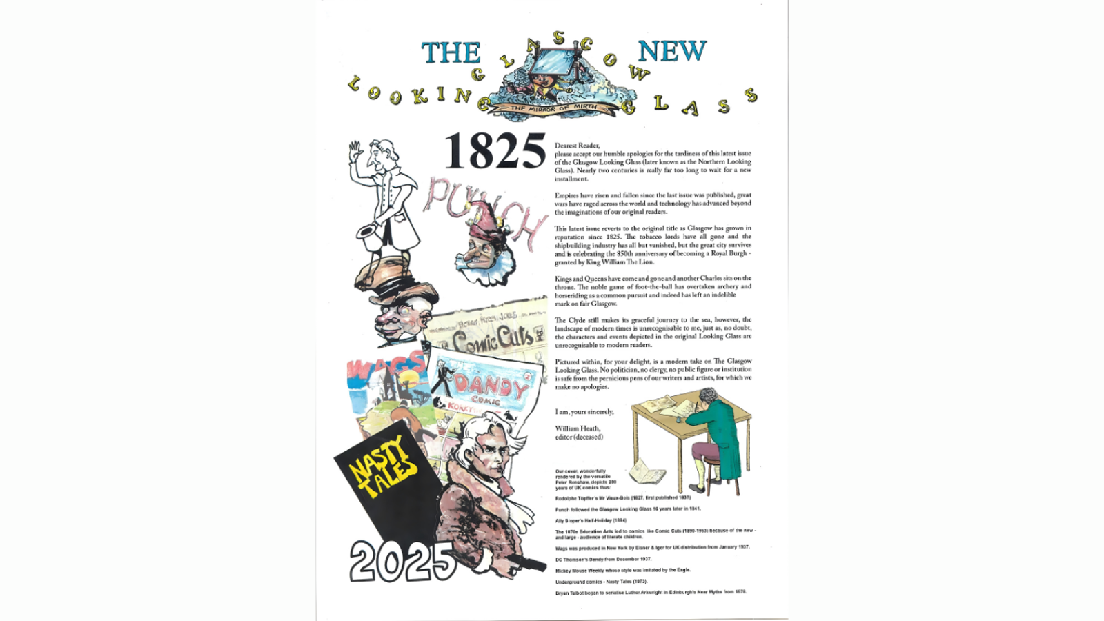 Image of the front of a comic entitled "The New Glasgow Looking Glass"