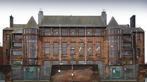 Photograph showing the front entrance to Scotland Street School Museum.