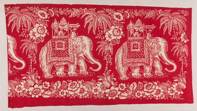 Cotton cloth printed with Turkey Red pattern