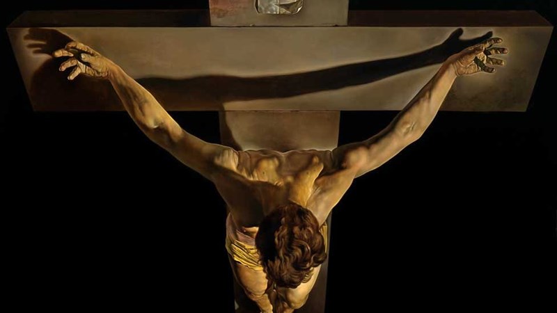Cropped view of Salvador Dali's Christ of St John of the Cross focused on the figure on the cross