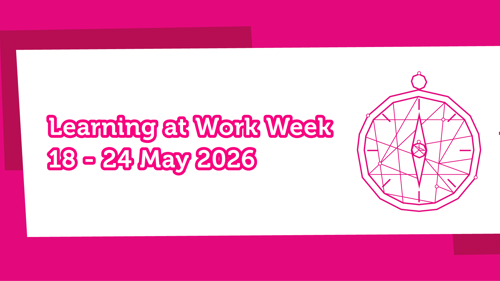 Text Learning at Work Week on a pink background