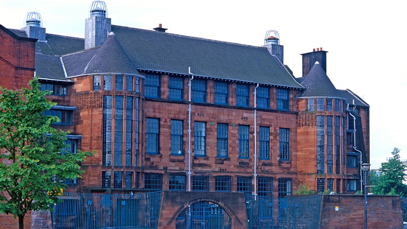 Photograph shows the front entrance to Scotland Street School Museum