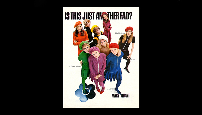 Mary Quant Kangol beret advertisement, 1967. Image courtesy of The Advertising Archives