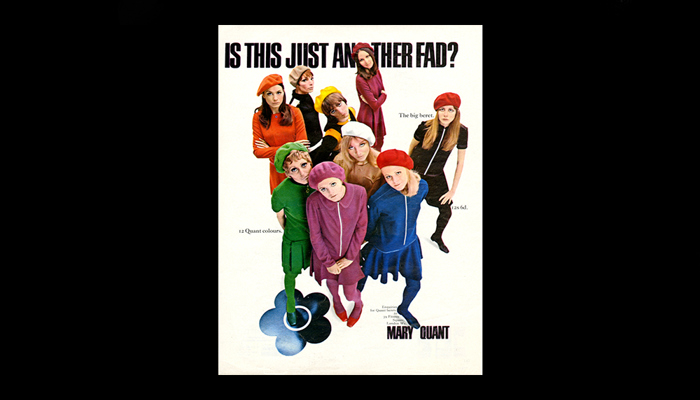 Mary Quant Kangol beret advertisement, 1967. Image courtesy of The Advertising Archives 