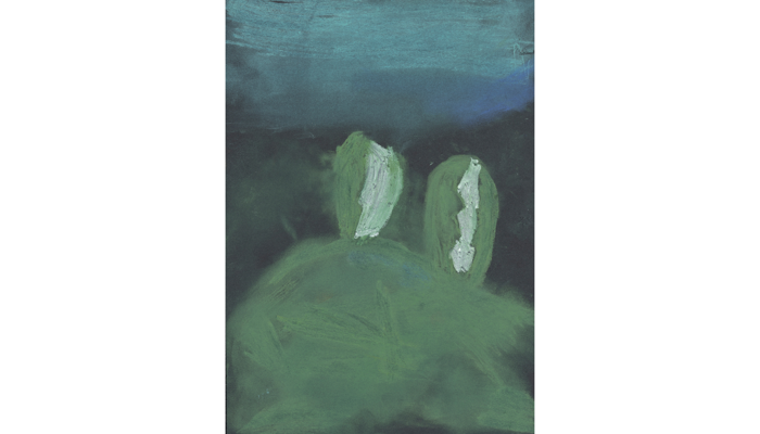 children's abstract landscape with green and blue