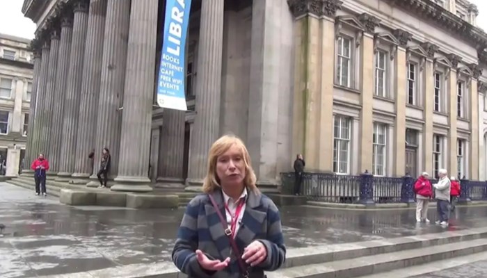 a screenshot of a video on Youtube showing a tour outside GoMA