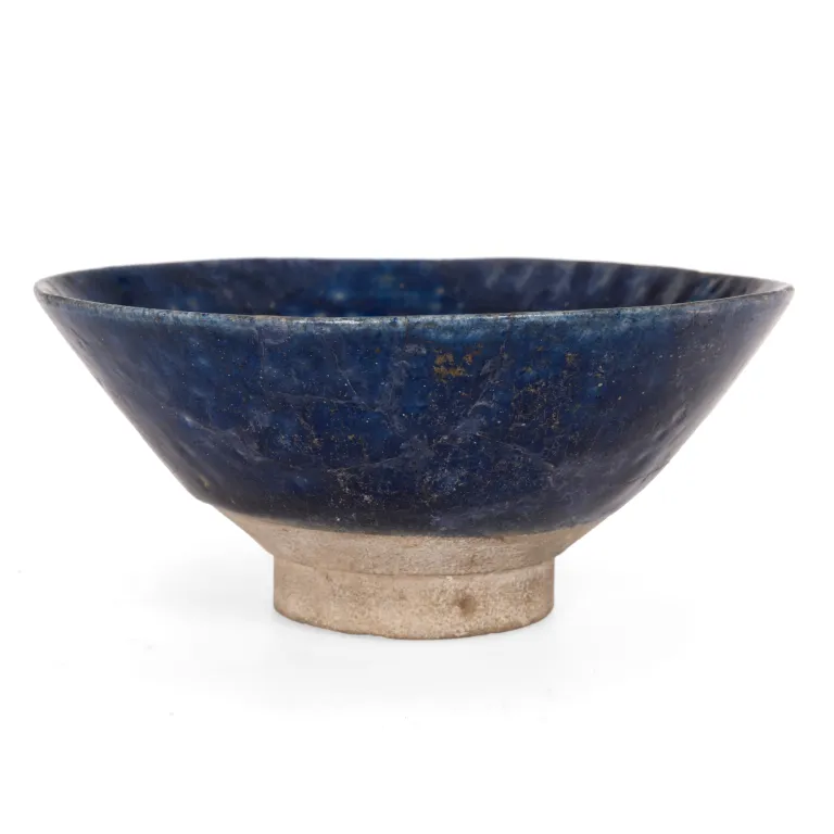 side on view of a blue cobalt bowl