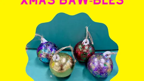Illustration reads: Pure dead shiny xmas baw-bles