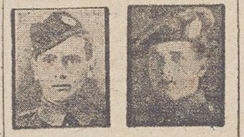A close up photo of Thomas Moran wearing his uniform, commemorated in The Evening Times Roll of Honour in 1918 at the age of 21.