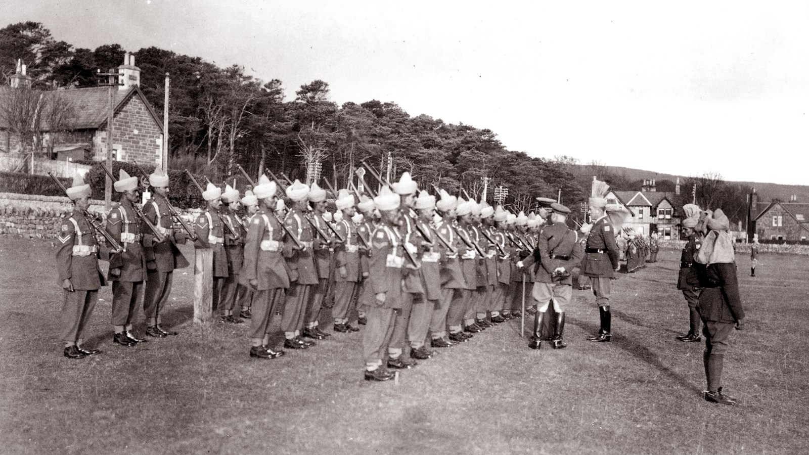 Photograph showing Force K6 soldiers in King George V Park, Golspie, Nov 1942 © Photograph used with the permission of Golspie Heritage Society.