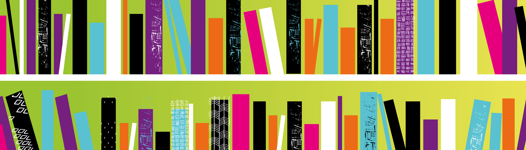 Illustration of books on shelves