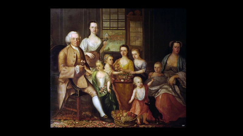 Photograph of a painting by Archibald McLauchlan of John Glassford and his Family