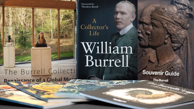 Photograph shows a selection of specialist books relating to The Burrell Collection