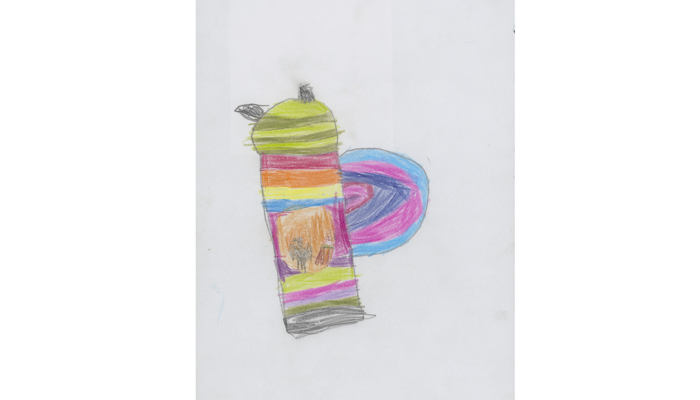 colourful drawing of stripey butterfly