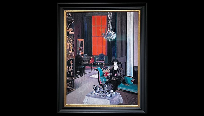 Photograph showing a painting by the artist FCB Cadell called Interior - The Orange Blind