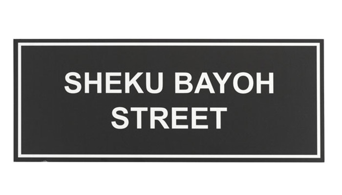 Photograph of the Sheku Bayoh street sign, PP.2021.4  © CSG CIC Glasgow Museums Collection