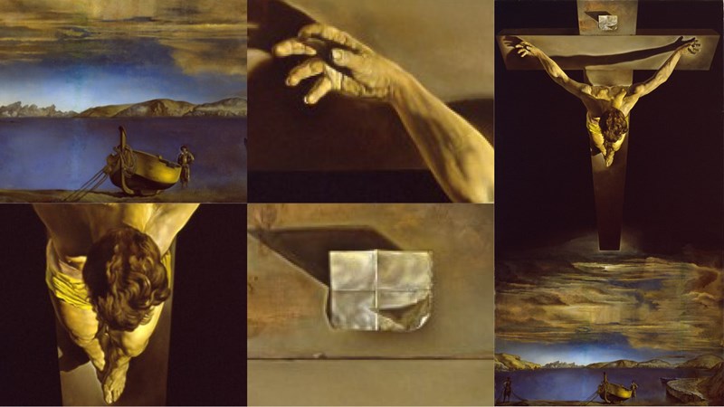 Image showing details of Salvador Dali's Christ of St John of the Cross painting.
